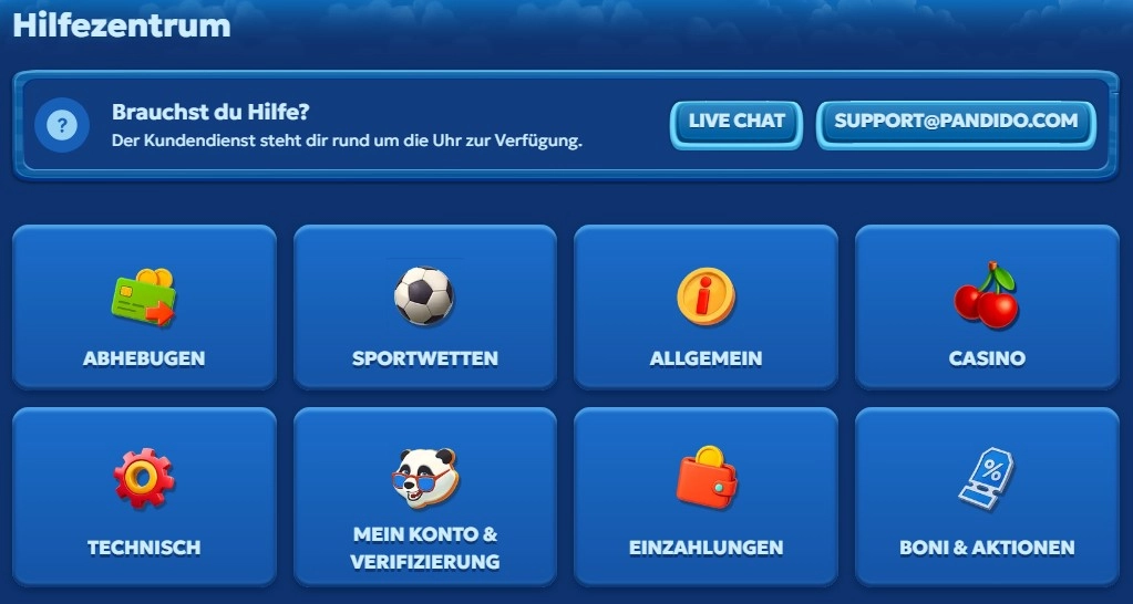 Kundensupport bei Pandido Casino