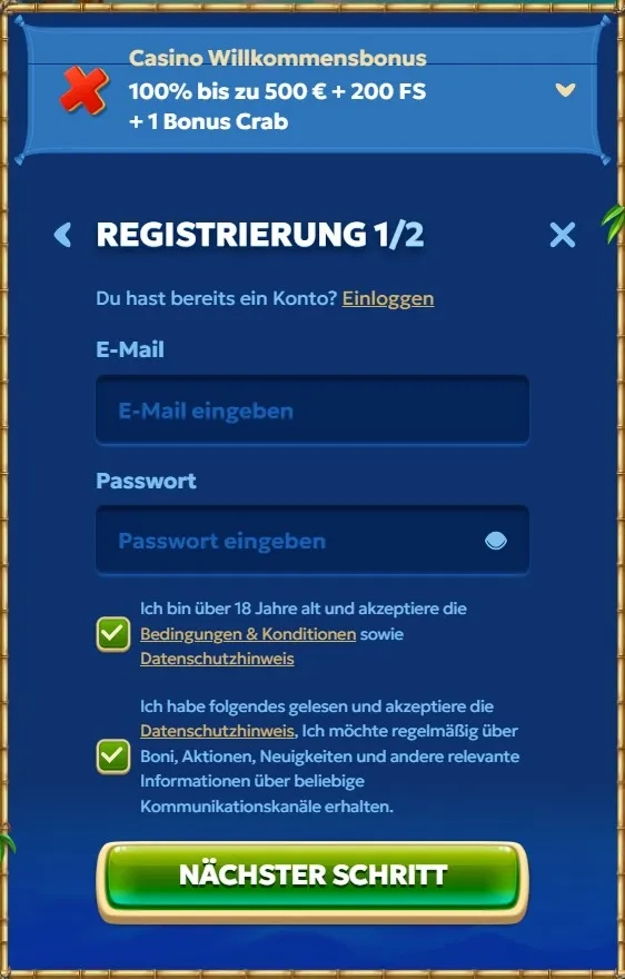 Registrierung und Login